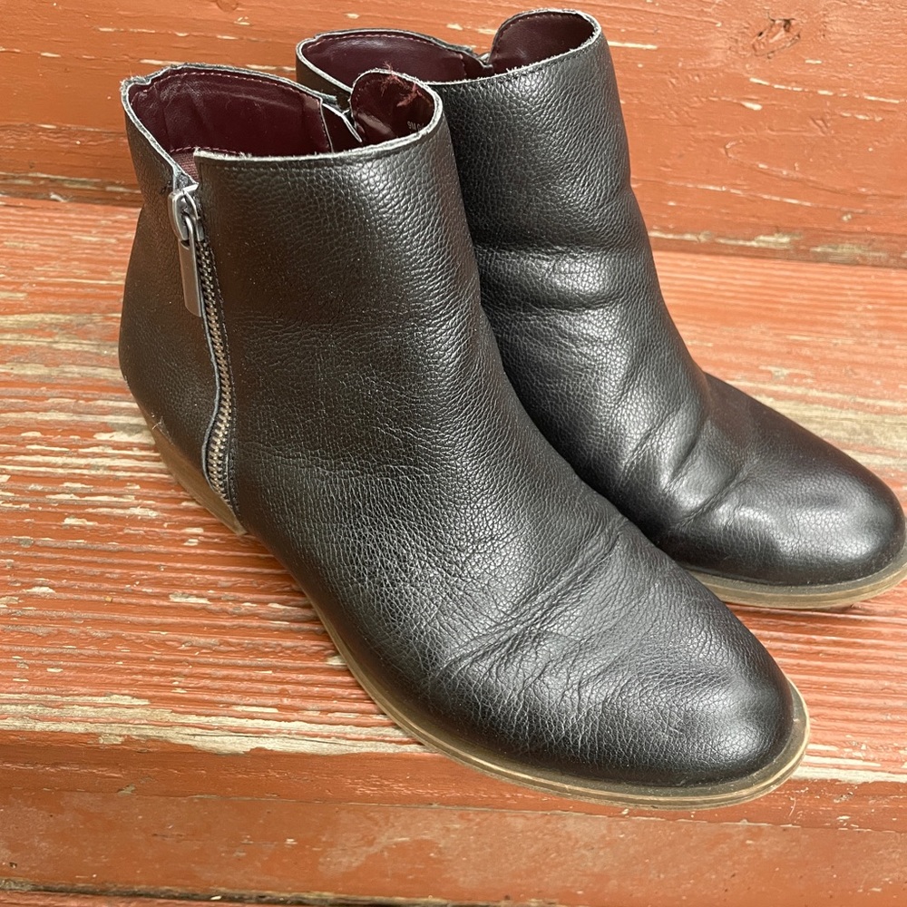 Black leather booties